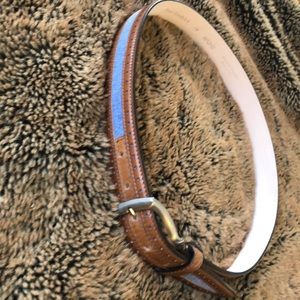 Paul Frederick Italian leather blue linen belt